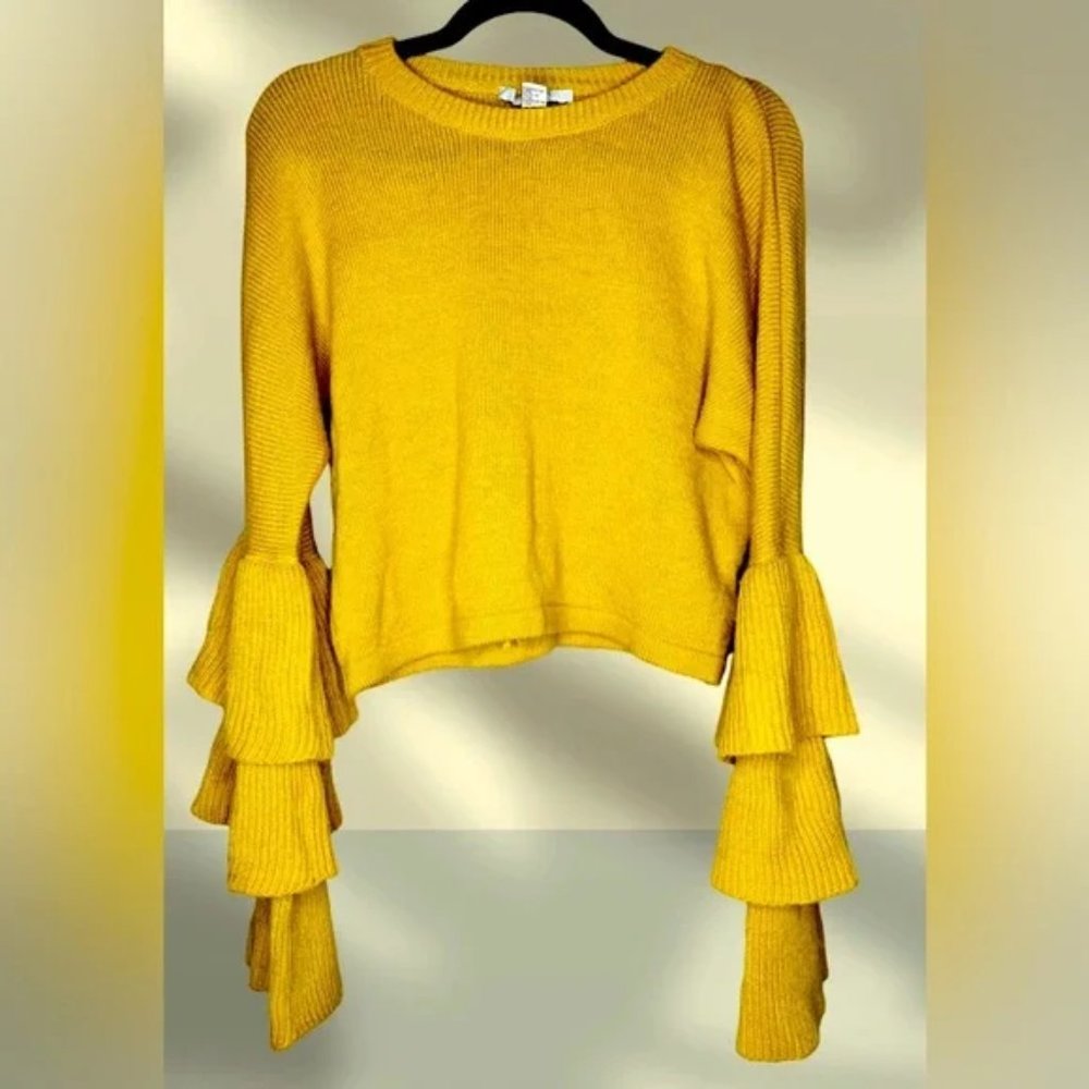 Mustard Puff Sleeves Sweater